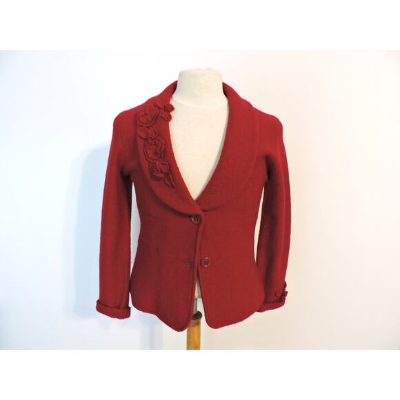 Marisa Christina Red Wool Jacket Size S - Picture 1 of 6